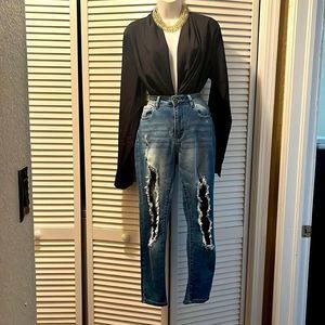 Deep V-neck Blouse